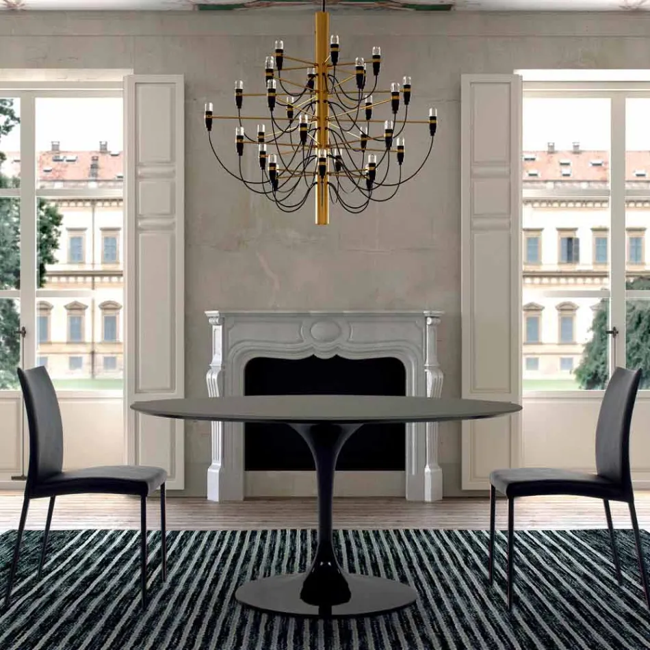 Table à manger avec plateau rond en Fenix de haute qualité fabriquée en Italie - Dollars Viadurini