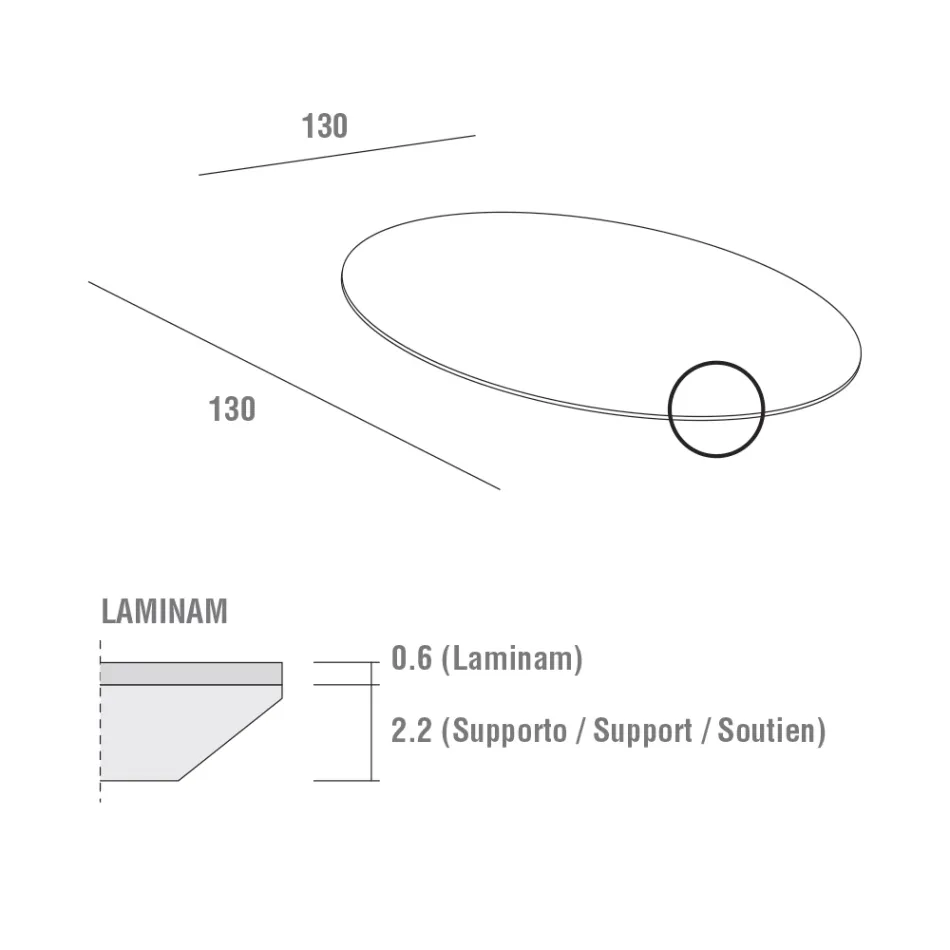 Table à manger avec plateau rond en laminam fabriquée en Italie - Lingotto Viadurini