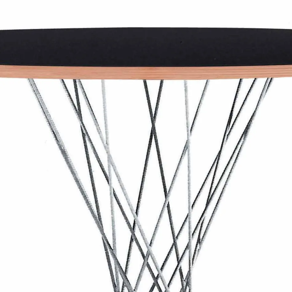 Table à manger avec plateau rond en stratifié noir Made in Italy - Plaza Viadurini