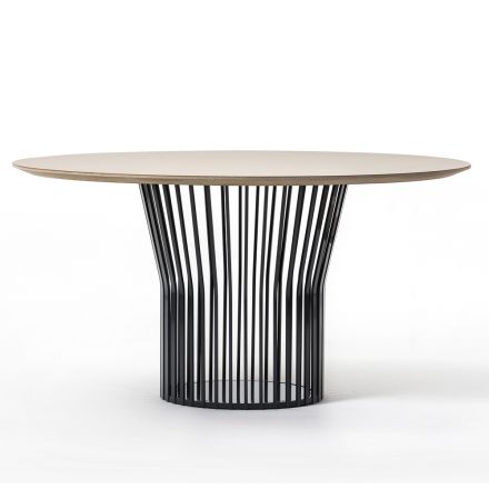 Table à manger avec plateau rond en bois Made in Italy - Alfero Viadurini