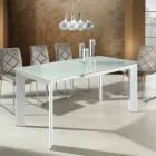 Table à manger avec plateau en verre trempé peint bianco Zeno Viadurini
