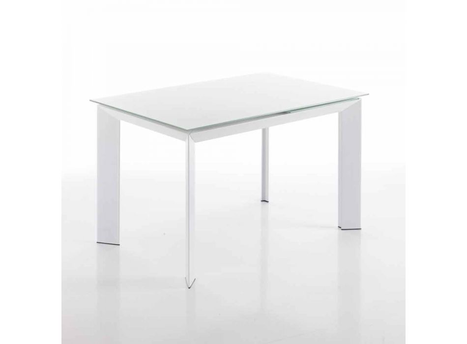 Table à manger avec plateau en verre trempé peint bianco Zeno Viadurini