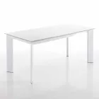 Table à manger avec plateau en verre trempé peint bianco Zeno Viadurini