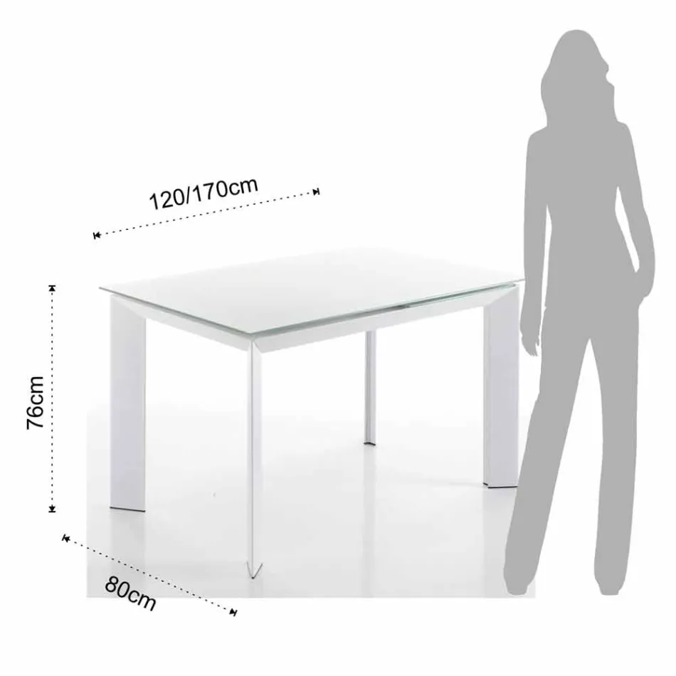 Table à manger avec plateau en verre trempé peint bianco Zeno Viadurini