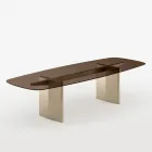 Table de salle à manger Opalia 320 cm en verre et métal, fabriquée en Italie Viadurini