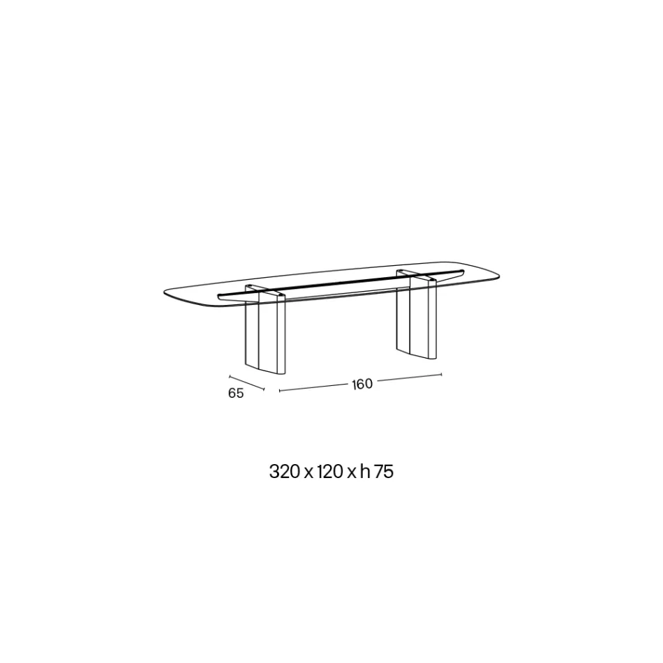Table de salle à manger Opalia 320 cm en verre et métal, fabriquée en Italie Viadurini
