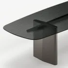 Table de salle à manger Opalia 320 cm en verre et métal, fabriquée en Italie Viadurini