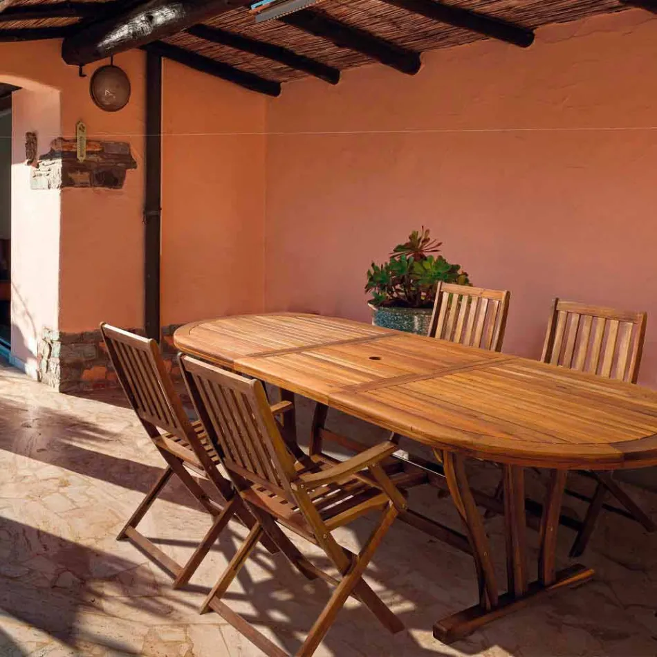 Table à manger d'extérieur extensible jusqu'à 240 cm en bois - Kaley Viadurini