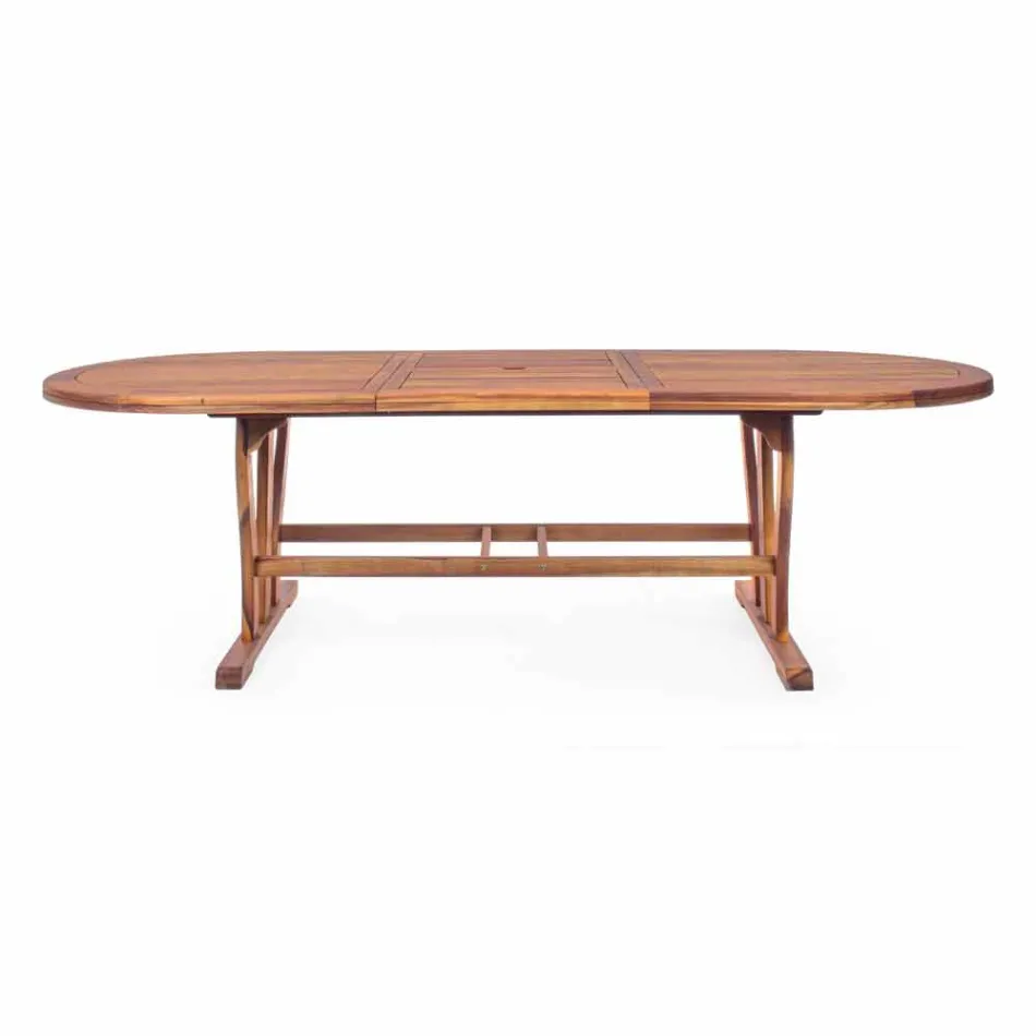 Table à manger d'extérieur extensible jusqu'à 240 cm en bois - Kaley Viadurini