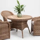 Table à manger d'extérieur avec plateau en teck naturel à larges portées - Melina Viadurini