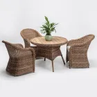 Table à manger d'extérieur avec plateau en teck naturel à larges portées - Melina Viadurini