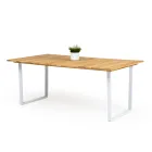 Table à manger d'extérieur avec plateau en teck naturel brossé - Mistral Viadurini