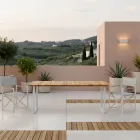 Table à manger d'extérieur avec plateau en teck naturel brossé - Mistral Viadurini