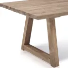 Table de salle à manger d'extérieur en bois de teck recyclé fabriqué en Italie - Bambi Viadurini