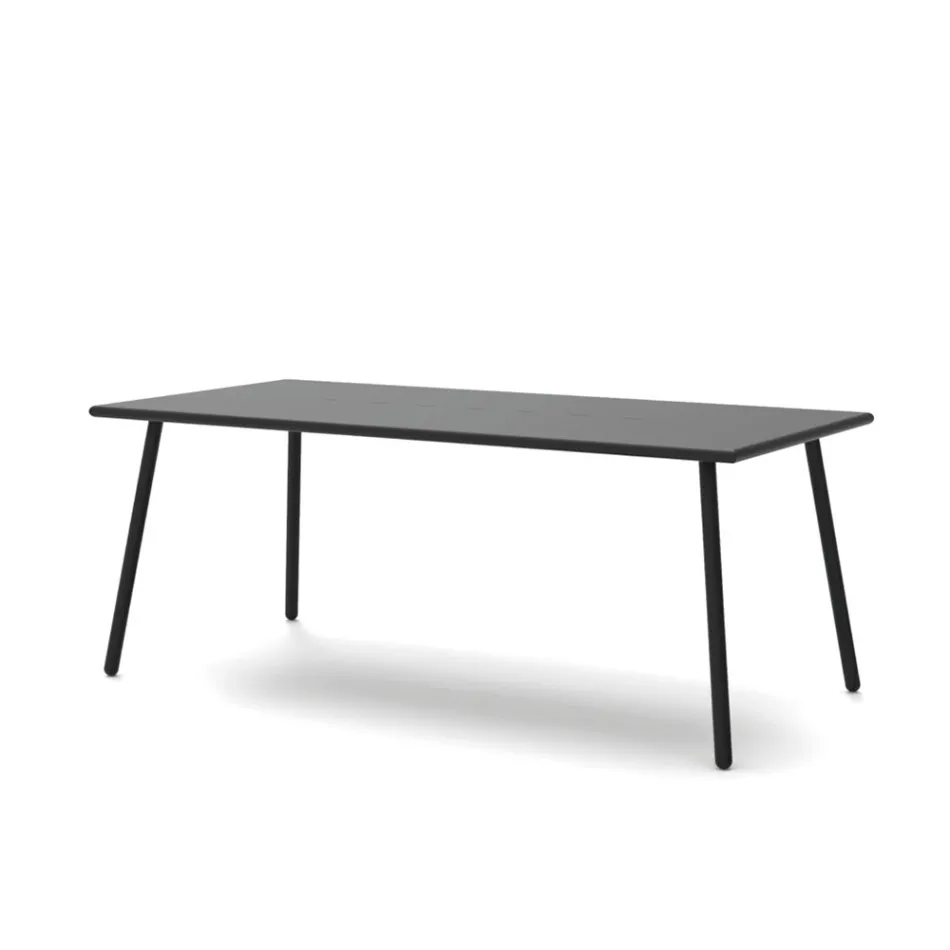 Table à manger d'extérieur rectangulaire en acier galvanisé Made in Italy - Elvia Viadurini