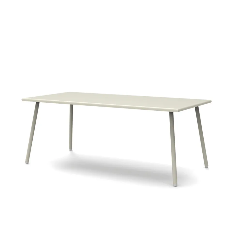 Table à manger d'extérieur rectangulaire en acier galvanisé Made in Italy - Elvia Viadurini