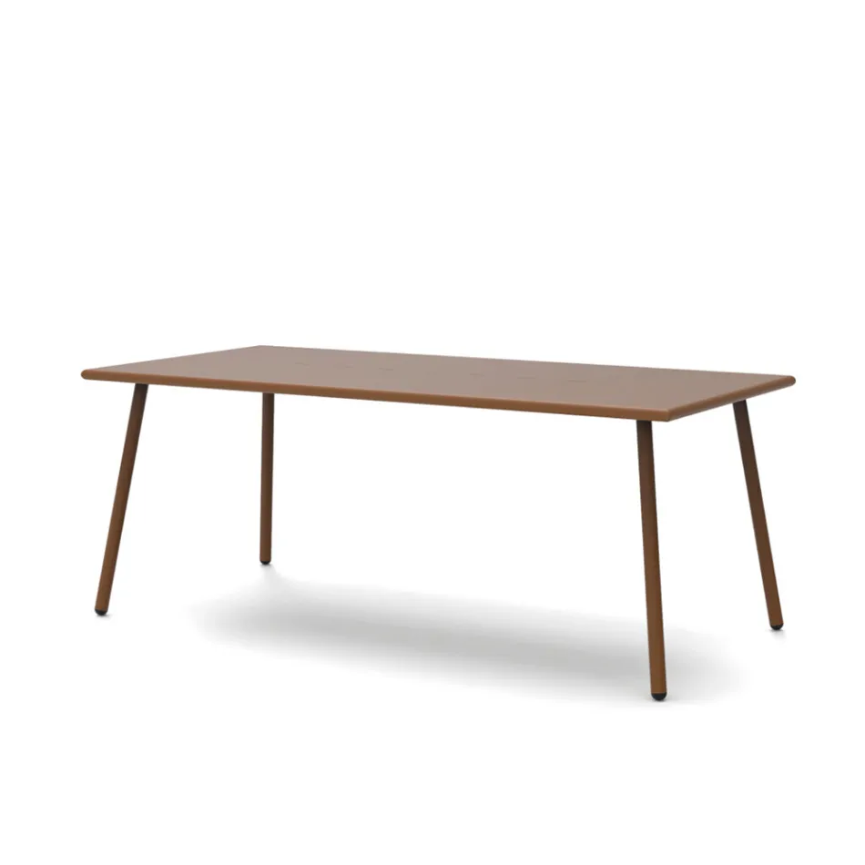 Table à manger d'extérieur rectangulaire en acier galvanisé Made in Italy - Elvia Viadurini