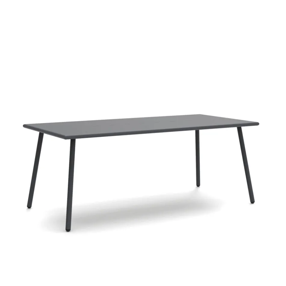 Table à manger d'extérieur rectangulaire en acier galvanisé Made in Italy - Elvia Viadurini