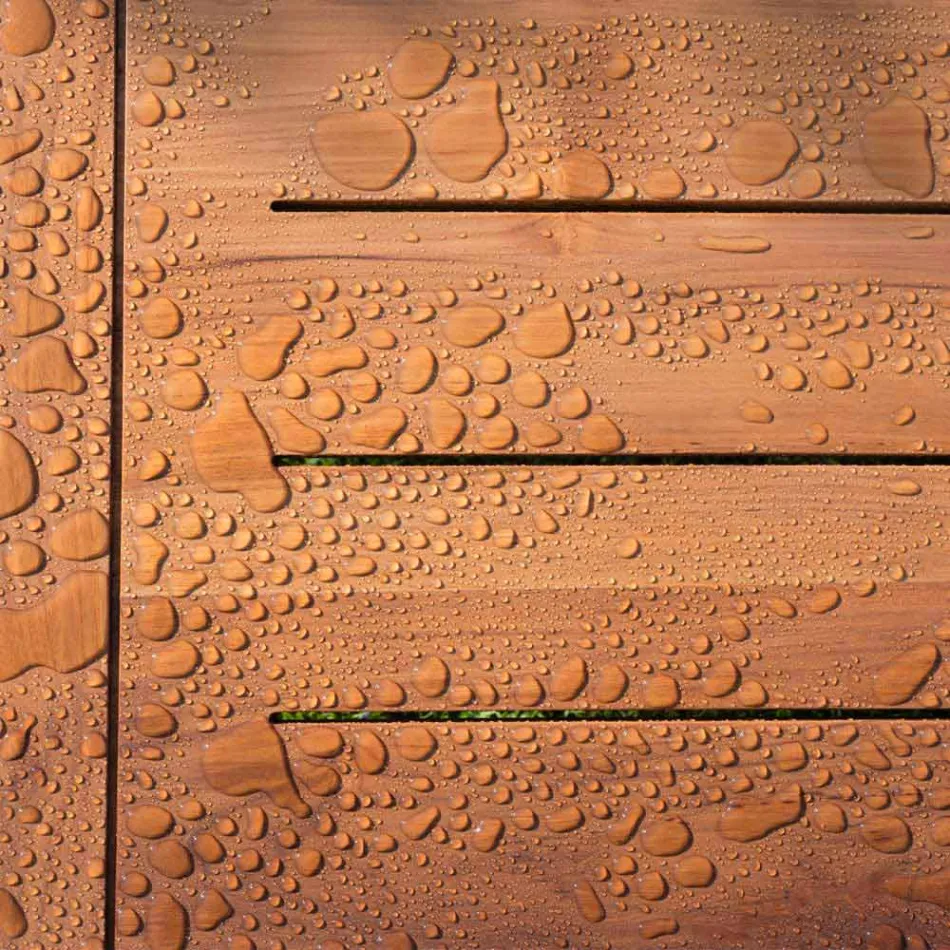 Table à manger de jardin en bois naturel ou noir, luxe italien - Suzana Viadurini