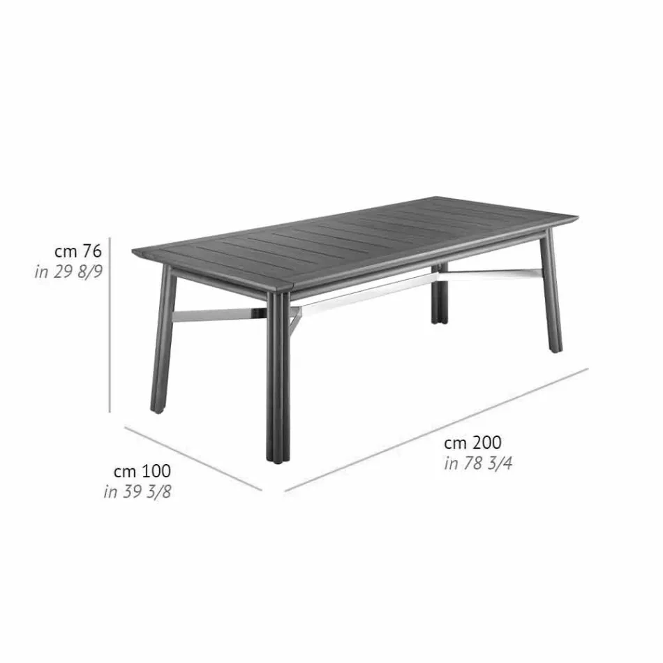 Table à manger de jardin en bois naturel ou noir, luxe italien - Suzana Viadurini