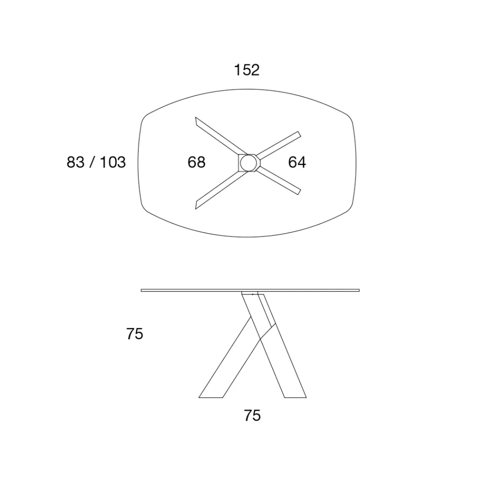 Table à manger de salon avec plateau en verre et pieds en bois - Botanical Viadurini