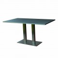 Table à manger design avec plateau en pierre stratifiée, 160x90cm, Newman