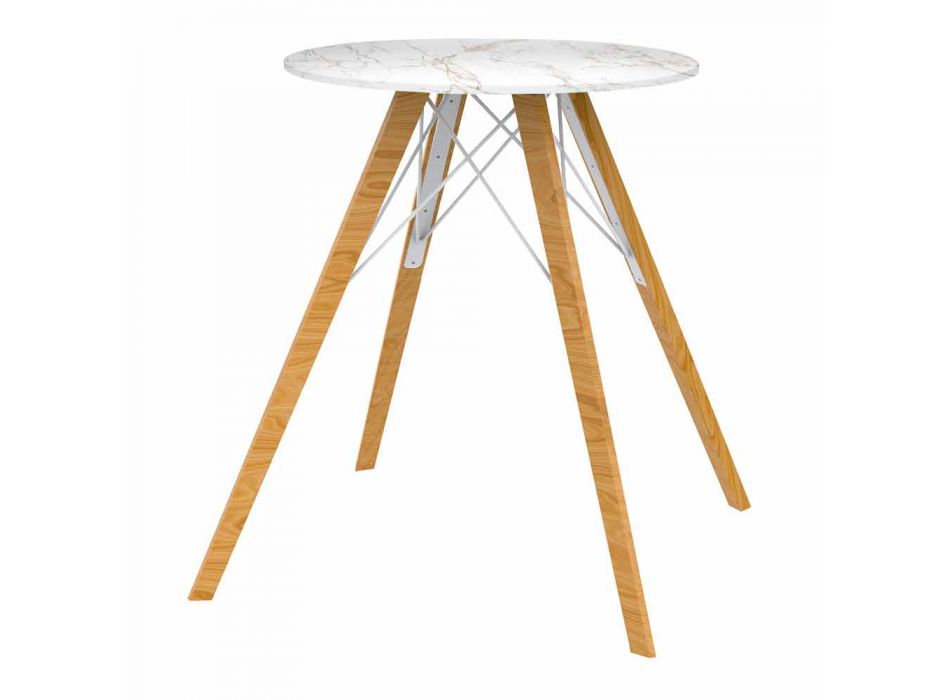 Table à manger design en bois et carré Dekton 4 pièces - Faz Wood par Vondom Viadurini