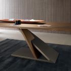 Table à manger design avec plateau en métal en noyer Canaletto - Bois Zorato Viadurini