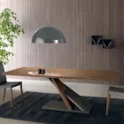 Table à manger design avec plateau en métal en noyer Canaletto - Bois Zorato Viadurini