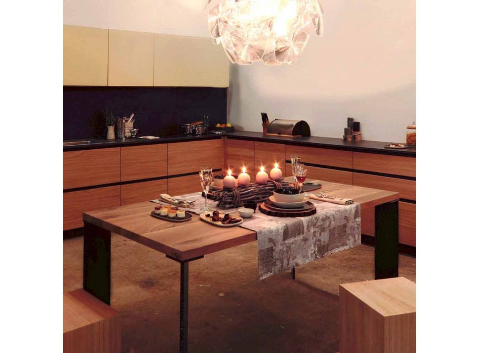 Table de salle à manger design en noyer naturel, L200xP100cm, Yvonne Viadurini