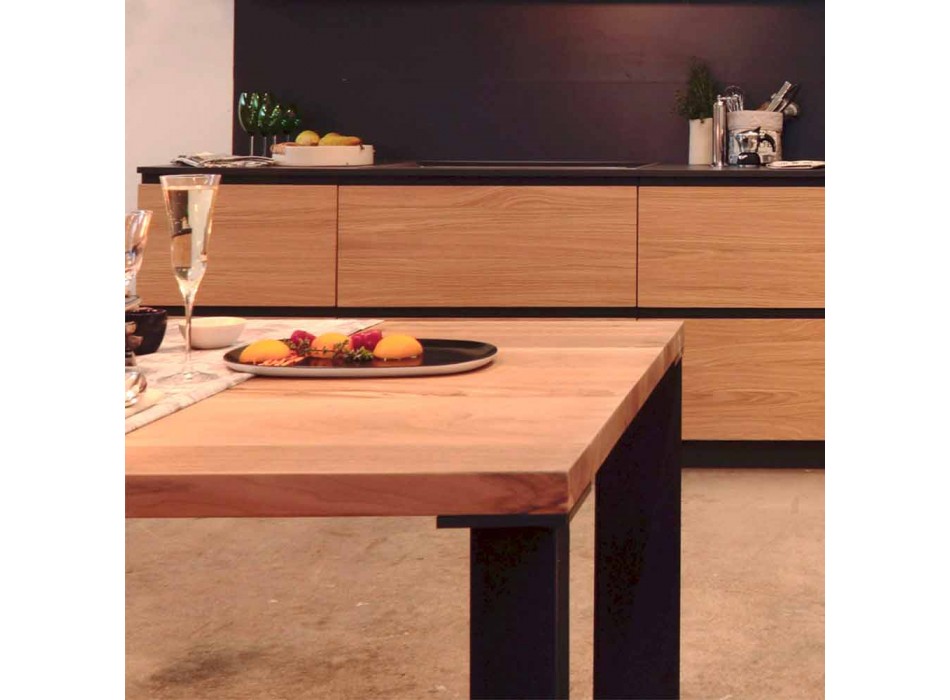 Table de salle à manger design en noyer naturel, L200xP100cm, Yvonne Viadurini