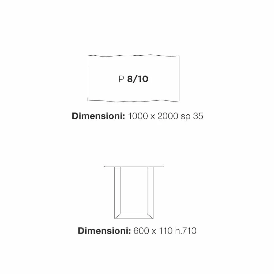 Table à manger design moderne 100x200 cm en bois et métal usine Viadurini