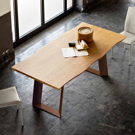 Table à manger design moderne 100x200 cm en bois et métal usine Viadurini