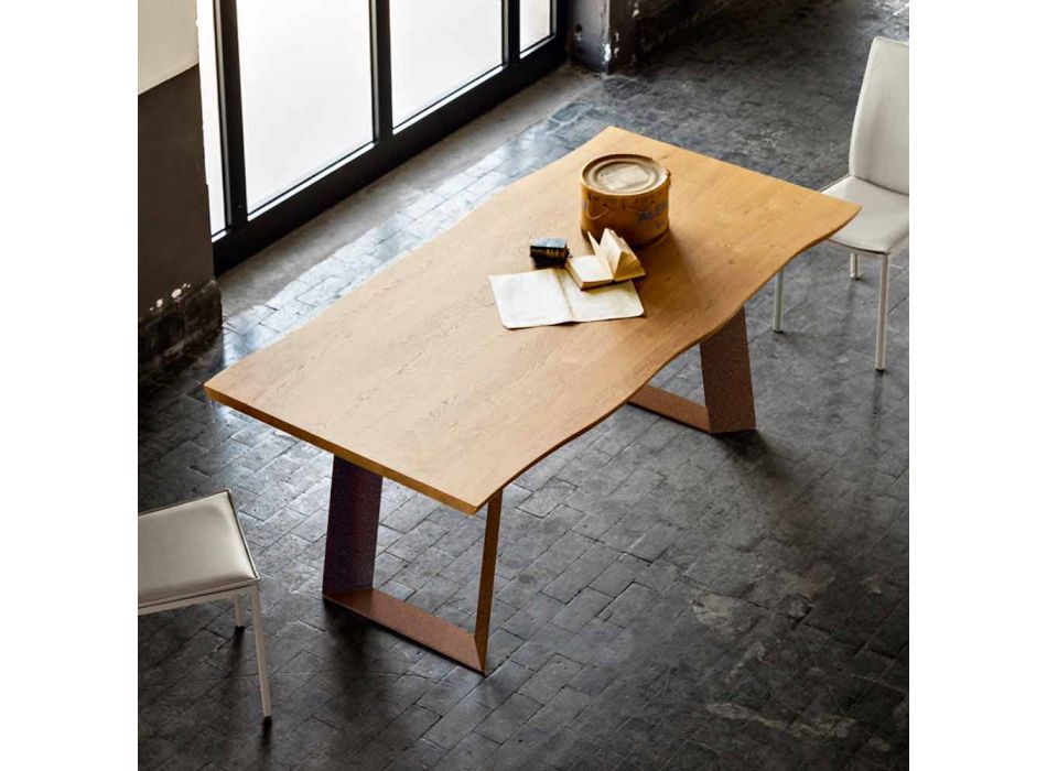 Table à manger design moderne 100x200 cm en bois et métal usine Viadurini