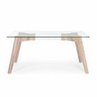 Table de salle à manger design moderne avec plateau en verre Homemotion - Piovra Viadurini