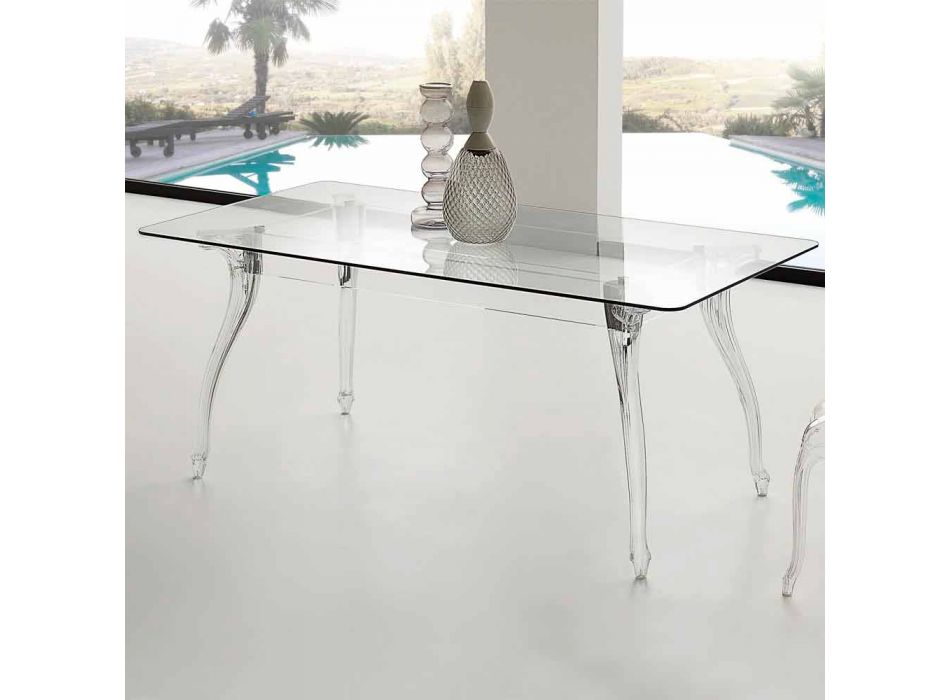 Table à manger design moderne avec plateau en verre trempé Jinny Viadurini