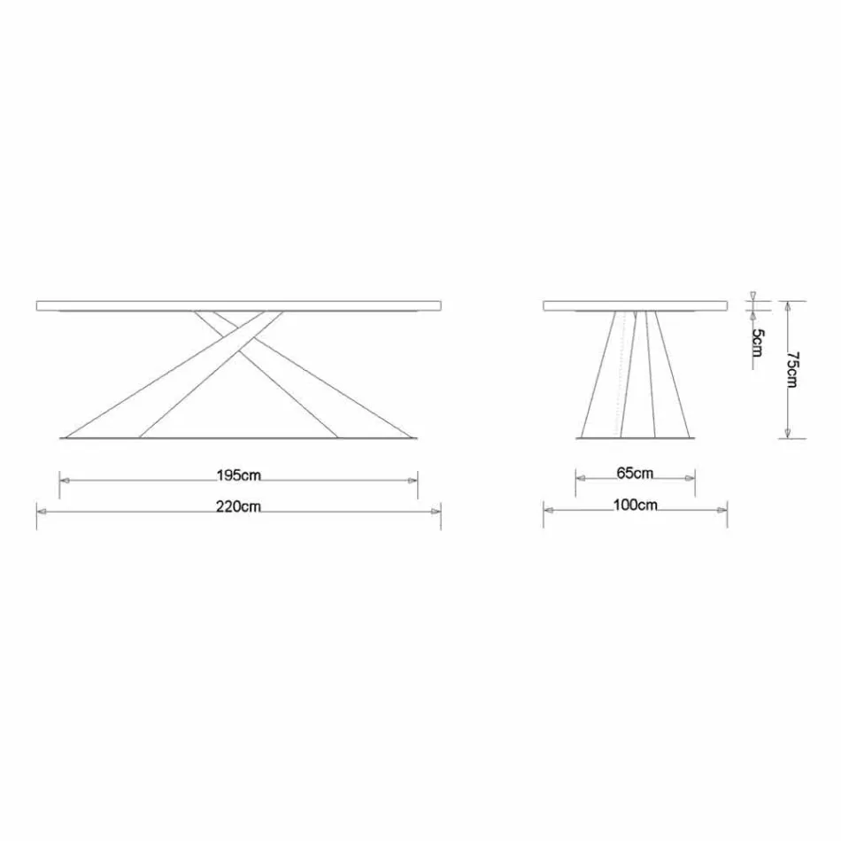 Table à manger design moderne avec plateau Elliot made in Italy en chêne Viadurini