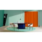 Table de salle à manger ovale de design moderne en MDF bleu et cuivre fabriqué en Italie - Oku Viadurini