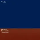 Table de salle à manger ovale de design moderne en MDF bleu et cuivre fabriqué en Italie - Oku Viadurini