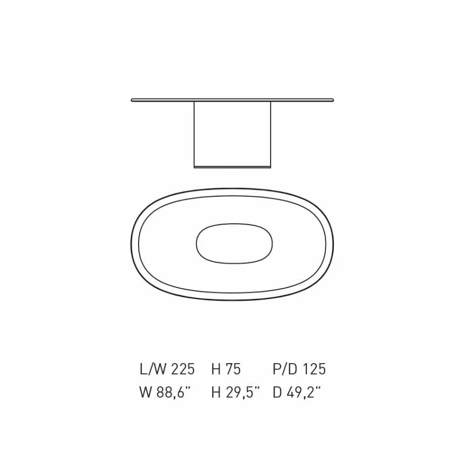 Table de salle à manger ovale de design moderne en MDF bleu et cuivre fabriqué en Italie - Oku Viadurini