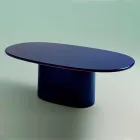 Table de salle à manger ovale de design moderne en MDF bleu et cuivre fabriqué en Italie - Oku Viadurini