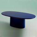 Table à manger design ovale moderne en MDF bleu et cuivre fabriquée en Italie - Oku