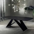 Table à manger design en céramique effet Portoro et métal mat - Falcon Viadurini