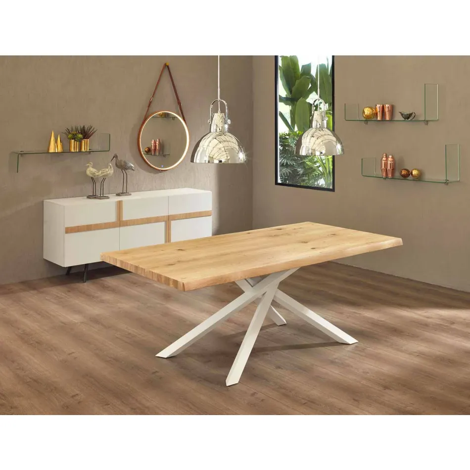 Table à manger design en bois et métal Made in Italy - Skipper Viadurini