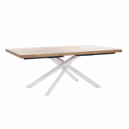 Table à manger design en bois et métal Made in Italy - Skipper Viadurini