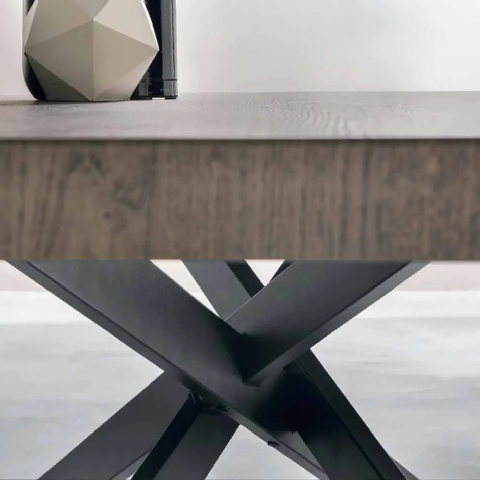 Table à manger design en chêne et métal fabriqué Italie Oncino Viadurini