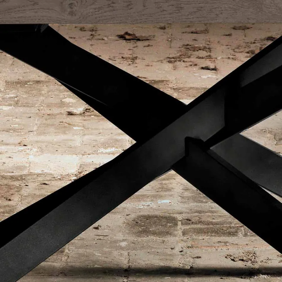 Table à manger design en chêne et métal fabriqué Italie Oncino Viadurini