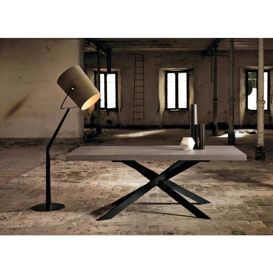 Table à manger design en chêne et métal fabriqué Italie Oncino Viadurini