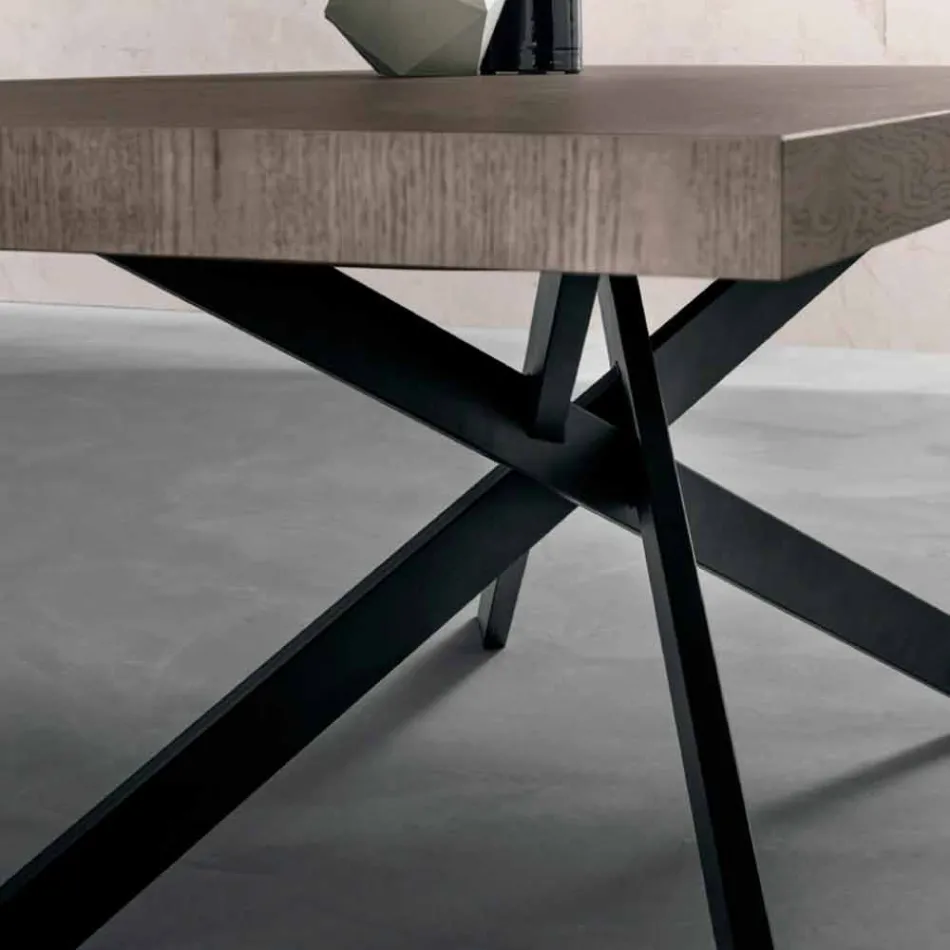 Table à manger design en chêne et métal fabriqué Italie Oncino Viadurini