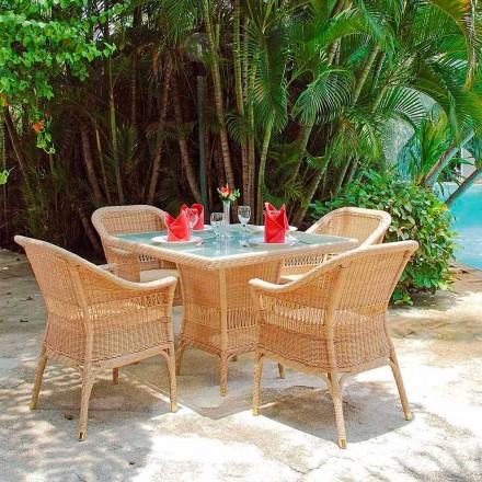 Table à manger design en polyéthylène tissé à la main Tchad Viadurini